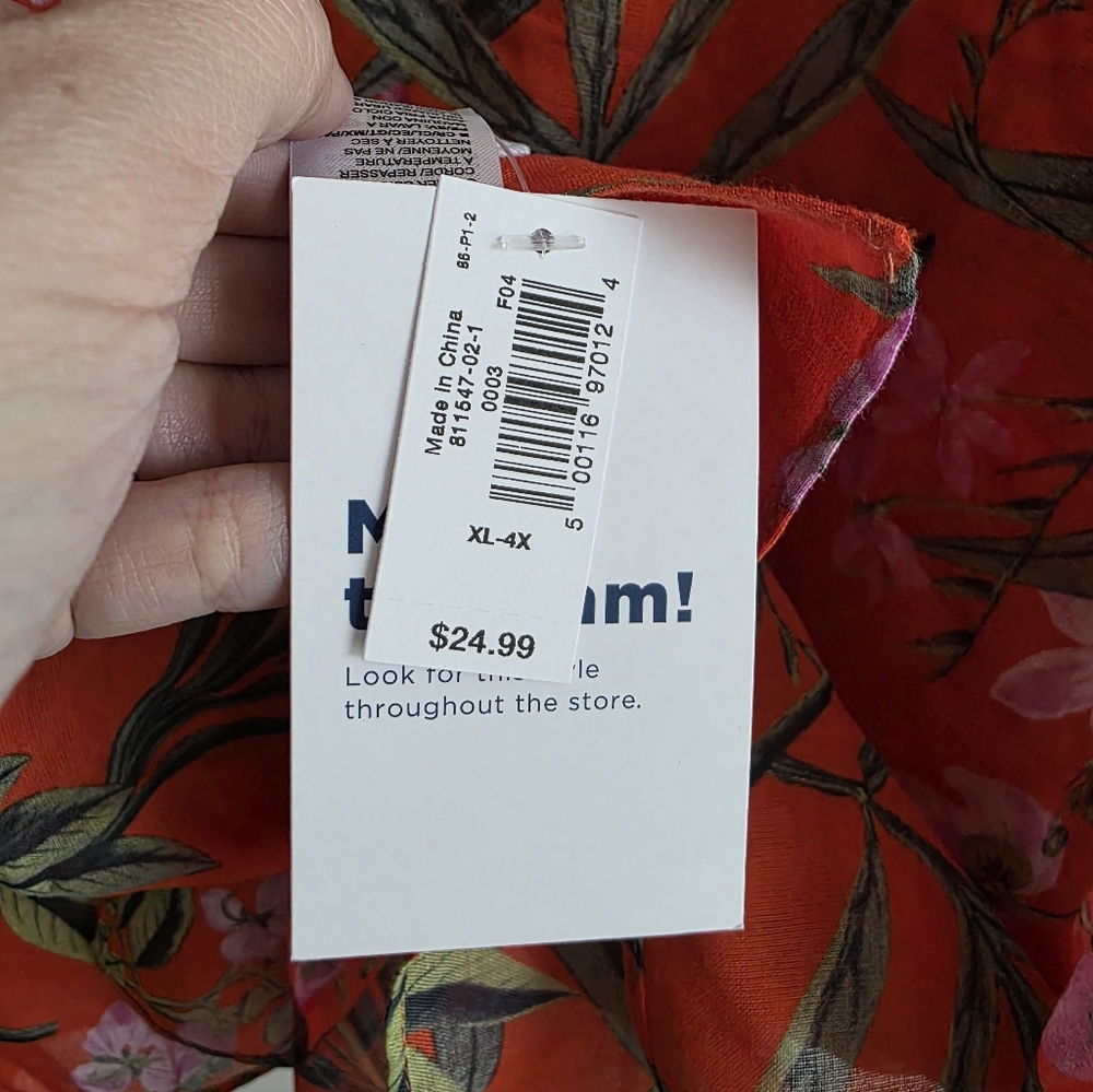 Nwt Old Navy Red Floral Swim Cover Size Large - Picture 2 of 2